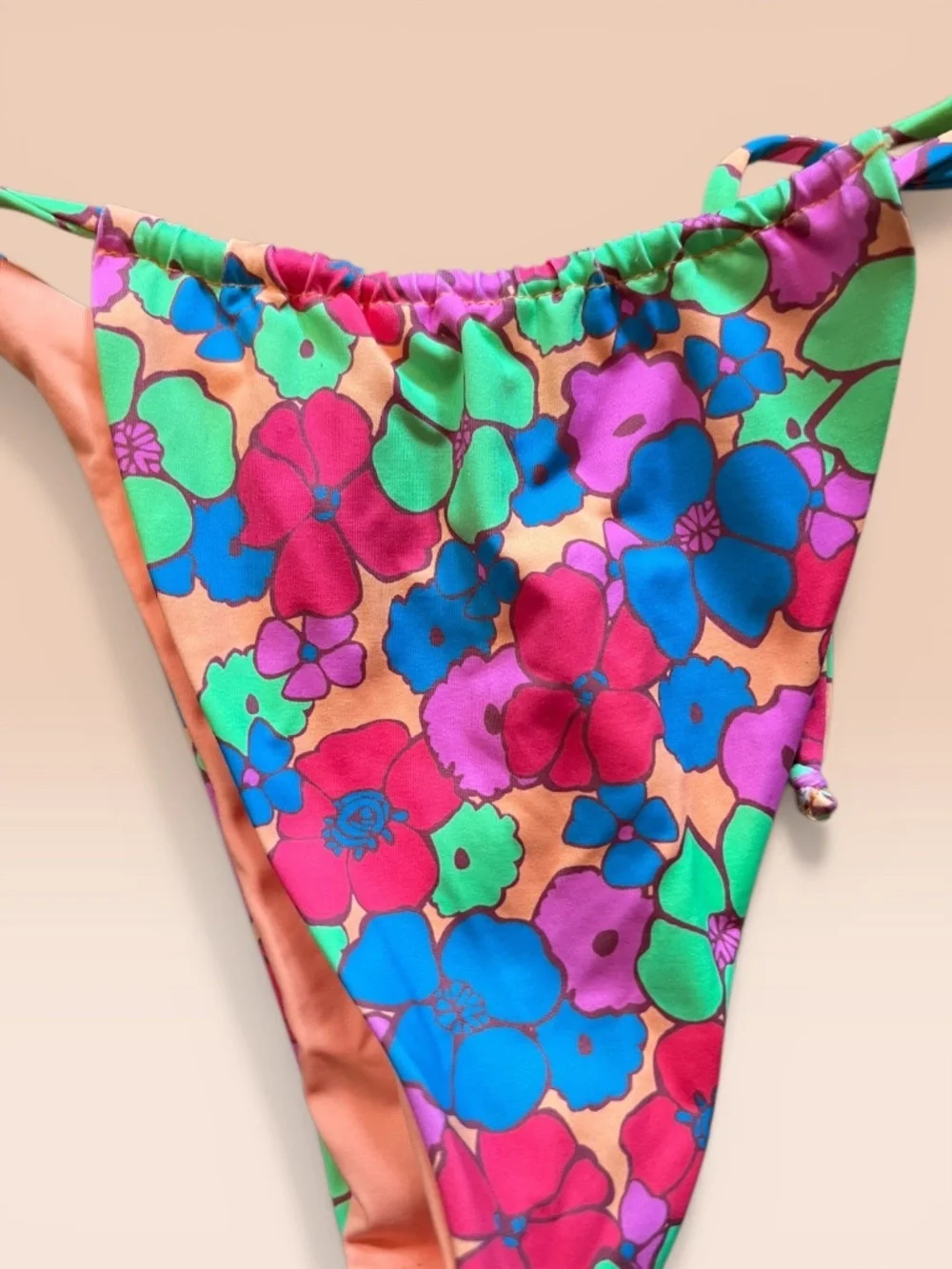 Frankies Bikinis Floral 2 Piece Bikini Set L Top M Brazilian Bottom Retro